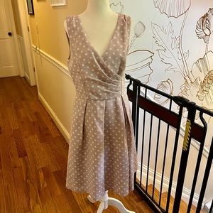 Adrianna Papell vintage inspired lilac dress with white polka dots, size 10